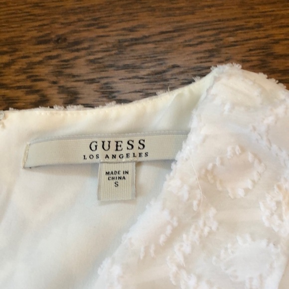 Guess Lace Up Ruffle Tie Front White Dress - Picture 4 of 7